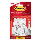 Command Small Wire Toggle Hooks, 9 Hooks, 12 White Adhesive Strips, Damage Free Hanging Picture Hangers, No Tools Wall Hanging Strips  - 17067VP