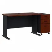 Bush Business Furniture Office Advantage 48""W Computer Desk With Mobile File Cabinet, Hansen Cherry/Galaxy, Standard Delivery