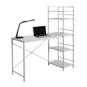 Monarch Specialties 48""W Metal Computer Desk With Bookcase, White