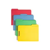 Smead® Color Reinforced Tab Fastener Folders, Letter Size, Assorted Colors, Pack Of 50