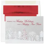 Custom Foil-Embellished Holiday Greeting Cards With Foil-Lined Envelopes, 7-7/8"" x 5-5/8"", Fresh Holidays/Red-Lined Envelopes, Box Of 25