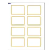 Avery® Printable Adhesive Name Badges/Preprinted Designs, Rectangle, S00-EXZ, 2-1/3"" x 3-3/8"", Matte White/Multi-Lined Gold Border, Pack Of 80