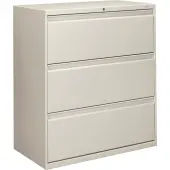 HON® 800 36""W x 19-1/4""D Lateral 3-Drawer File Cabinet With Lock, Light Gray