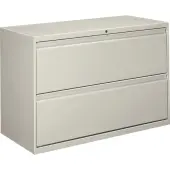 HON® 800 42""W x 19-1/4""D Lateral 2-Drawer File Cabinet With Lock, Light Gray
