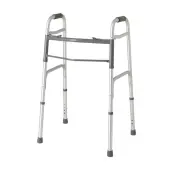 Medline Deluxe Adjustable Aluminum/Steel Folding Walker, 25"" - 32""H, 300-Lb Capacity