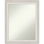 Amanti Art Non-Beveled Rectangle Framed Bathroom Wall Mirror, 28-1/2"" x 22-1/2"", Trio White Wash Silver