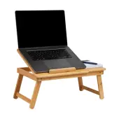 Mind Reader Bamboo Laptop Desk with Folding Legs, 8-1/4""H x 12""W x 19-3/4""D, Brown