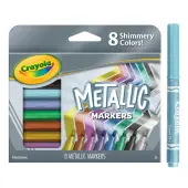 Crayola® Metallic Markers, Bullet Point, Assorted Colors, Pack Of 8