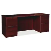 Lorell® Prominence 2.0 66""W Double-Pedestal Credenza Computer Desk, Mahogany