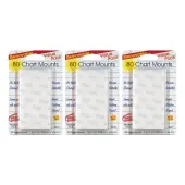 Magic-Mounts Removable Chart Tabs, 1"" x 1"", 80 Tabs Per Pack, Set Of 3 Packs