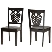 Baxton Studio Gervais Dining Chairs, Dark Brown, Set Of 2 Chairs