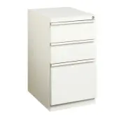 WorkPro® 20""D Vertical 3-Drawer Mobile Pedestal File Cabinet, White