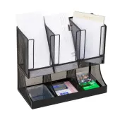 Mind Reader Multipurpose Countertop Organizer, Office Breakroom, Metal 11-1/4""H x 6-129/20""W x 13""D, Black
