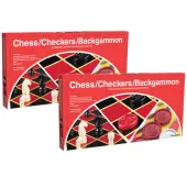 Pressman Toys Chess/Checkers/Backgammon Board Games, Grade 3 to 12, Pack Of 2 Board Games