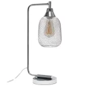Elegant Designs Industrial Mesh Wire Desk Lamp With LED Bulb, 19""H, Chrome