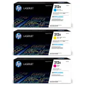 HP 212X Cyan; Magenta; Yellow High Yield Toner Cartridges Combo, Pack Of 3, W2121X,W2122X,W2123X