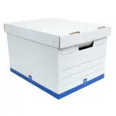 Office Depot® Brand Medium-Duty Storage Boxes, Letter/Legal Size, 15"" x 12"" x 10"", White/Blue, Pack Of 12 - 0800306