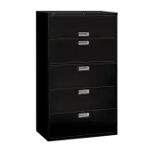HON® Brigade® 600 42""W x 18""D Lateral 5-Drawer File Cabinet, Black