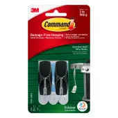 Command Medium Wire Toggle Hooks, 2 Command Hooks, 3 Command Strips, Damage Free Organizing of Dorm Rooms, Black