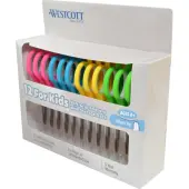 Westcott Soft-Handle Kids' Scissors, 5"", Blunt, Assorted Colors, Pack Of 12
