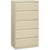 HON® 36""W x 19-1/4""D Lateral 5-Drawer File Cabinet With Lock, Putty