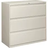 HON® 800 42""W x 19-1/4""D Lateral 3-Drawer File Cabinet With Lock, Light Gray