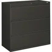 HON® 800 42""W x 19-1/4""D Lateral 3-Drawer File Cabinet With Lock, Charcoal