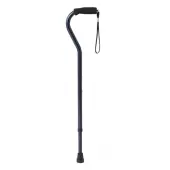 Medline Adjustable Aluminum Offset-Handle Cane, 29"" - 38""H, Blue Ice