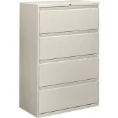 HON® 800 36""W x 19-1/4""D Lateral 4-Drawer File Cabinet With Lock, Light Gray