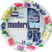Modernware Designer Paper Bowls, 20 Oz, 24 Bowls Per Pack, Case of 12 Pack