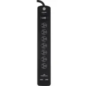 GE Pro 7-Outlet Surge Protector, 3' Cord, Black, 33664