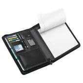 Office Depot® Brand Leather Padfolio, Zipper Closure, Black