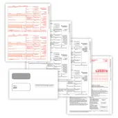ComplyRight® 1099-MISC Tax Forms Set, 5-Part, 2-Up, Copies A, B, 2/1, 2/1, 2, 8-1/2"" x 11"", Pack Of 100 Forms And Envelopes