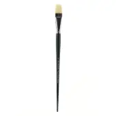 Winsor & Newton Winton Hog Paint Brush, Size 12, Long Flat Bristle, Hog Hair, Green