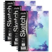 UCreate Fashion Poly Sketch Books, 12"" x 9"", Unruled, Watercolor Splash, Pack Of 3 Books