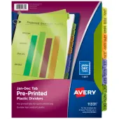 Avery® Preprinted Tab Plastic Dividers, 8 1/2"" x 11"", Jan-Dec Tabs, Multicolor, Set Of 12