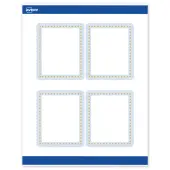 Avery® Print-To-The-Edge Labels & Sure Feed®, S00-DMC-PRWMP10, 4"" x 3-1/3"", Matte White, Preprinted Blue Border & Gold Dots Design, Pack Of 40