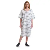 Medline Overlap Back-Snap Patient Gowns, 59"", Snowflake, Pack Of 12