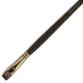 Winsor & Newton Monarch Long-Handle Paint Brush, Size 10, Flat/Bright Bristle, Synthetic, Brown