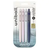 uniball™ Zento Liquid Gel Ink Retractable Pens, 4 Pack, Medium Point (0.7mm), Muted Barrels, Black Ink