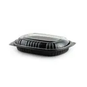 MicroRaves® Microwave Food Containers, Rectangle, 16 Oz, Black, Carton Of 250