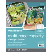 Office Depot® Brand Multi-Page Capacity Sheet Protectors, 50-Sheet Capacity, 8-1/2"" x 11"", Clear, Pack Of 25