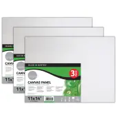 Daler-Rowney Simply White Cotton Canvas Panels, 14""H x 11""W x 3/8""D, White, 3 Panels Per Set, Bundle Of 3 Sets