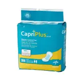 Medline Capri Plus Bladder Control Pad Incontinent Liners, Extra Plus, 6 1/2"" x 13 1/2"", White, Case Of 28
