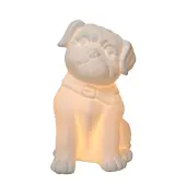 Simple Designs Porcelain Puppy Dog Table Lamp, 10 3/8""H, White Shade/White Base
