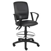 Boss Office Products Multi-Function Budget Drafting Stool, Black/Chrome