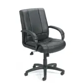 Boss Office Products Ergonomic Caressoftplus Vinyl Mid-Back Executive Chair, Black