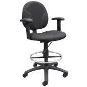 Boss Office Products Drafting Stool, Adjustable Arms, Black/Chrome, B1691-BK