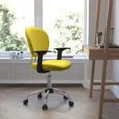Flash Furniture Mesh Mid-Back Swivel Task Chair With Arms, Yellow/Silver