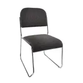 Realspace® Sled-Base Padded Fabric Seat, Fabric Back Stacking Chair 22"" Seat Width, Black Seat/Chrome Frame, Quantity: 1
